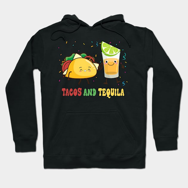 Mexican Tacos And Tequila Cinco De Mayo Mexican Food Tacos Hoodie by inksplashcreations